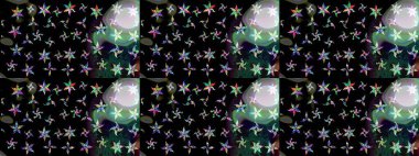 Raster. Zarif, parlak ve eskiz siyah çiçek desenli tasarım. Sabıka baskıları, bebek kıyafetleri, duvar kâğıtları, paket kutuları vb..