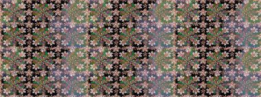 Çiçekli karalama şeklinde Raster çiçek deseni. Nazik, narin çiçek arkaplanı. Yeşil renkte çiçekler.