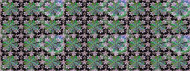 Şirin çiçek elementleri. Yeşil renkli çiçekler. Kusursuz. Raster illüstrasyonu.