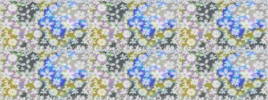 Raster illüstrasyonu. Gri renklerde. Çiçekli güzel suluboya desen.