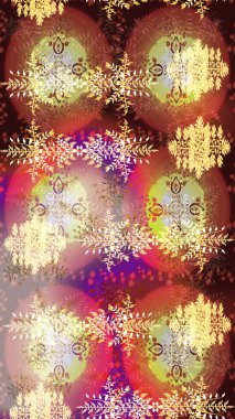 Raster illüstrasyonu. Kahverengi, nötr ve bej renkler. Noel ve yeni yıl moda baskıları için tatil tasarımı. Kar tanelerinin soyut arkaplanlı Noel deseni.