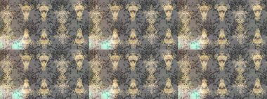 Kumaş desenli papatya çiçeği detayı. Çiçekler gri, bej ve nötr renklerde.