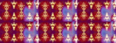 Yıldızlı ve düşen kar taneleriyle büyülü altın tatil soyut arka plan. Raster illüstrasyonu. Noel kırmızısı, mor ve menekşeler.