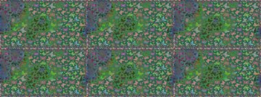 Kelebek deseni. Raster. Yeşil ve mavi arka planda bir resim. Kumaş, tekstil, baskı ve davetiye örnekleri. Kusursuz..