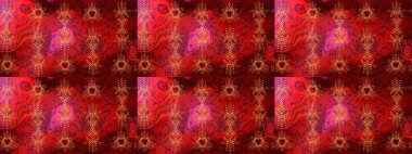 Kar tanelerinin soyut arkaplanlı Noel şablonu. Kırmızı, kahverengi ve turuncu kar taneleri. Raster illüstrasyonu. Renkler. Noel ve Yeni Yıl moda baskıları için tatil tasarımı.