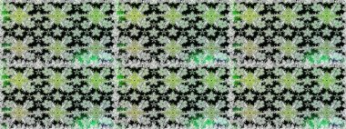 Raster illüstrasyonu. Güzel çiçekli kusursuz desen ve siyah renkli yapraklar, suluboya çiçek deseni, duvar kağıdı, kart veya kumaş için fayanslı.