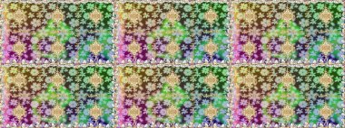 Parlak dantel, stilize çiçekler, şal desenli. Raster. Tarafsız renklerde, altın elementlerle kusursuz desen. Doğu tarzı arabesk. Hassas altın deseni açın. Kusursuz altın dokular bukleler.