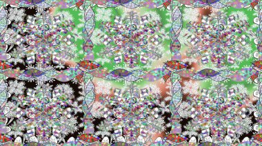 Moda baskıları için zarif bir şablon. Halk tarzı. Modern çiçek arkaplanı. Rengarenk çiçekleri ve yaprakları tarafsız renklerde inanılmaz bir çiçek deseni var..