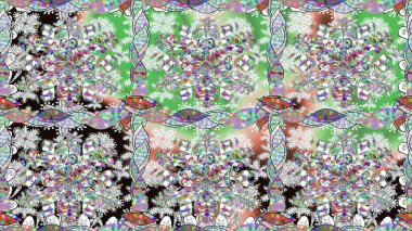 Moda baskıları için zarif bir şablon. Halk tarzı. Modern çiçek arkaplanı. Rengarenk çiçekleri ve yaprakları tarafsız renklerde inanılmaz bir çiçek deseni var..