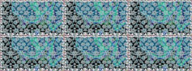 Çiçekli, suluboya desenli kusursuz çiçek deseni. Renkli Bahar Temalı Kusursuz Arkaplan. Mavi renkli çiçekler. Raster illüstrasyonu. Düz Çiçek Elementleri Tasarımı.