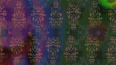 Düz Çiçek Elementleri Tasarımı. Raster Illustrasyon 'daki Çiçek Deseni' nin son moda çizimi. Yeşil renkli çiçekler. Renkli Yaz Teması çizim şablonu.