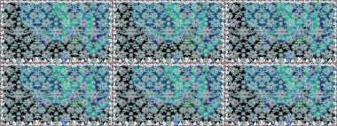 Çiçekli, suluboya desenli kusursuz çiçek deseni. Renkli Bahar Temalı Kusursuz Arkaplan. Mavi renkli çiçekler. Raster illüstrasyonu. Düz Çiçek Elementleri Tasarımı.