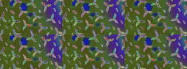 Güzel bir kış süsü. Raster yeşili, mavi ve mor kar tanelerinden izole edilmiş. Kar taneleri koleksiyonu. Raster illüstrasyonu.