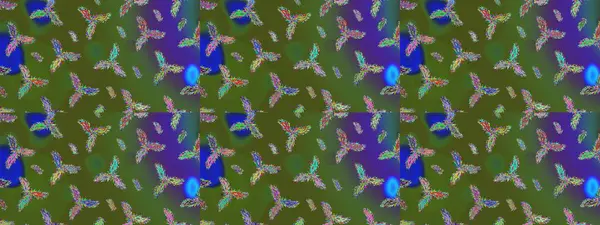 Soyut duvar kâğıdı, ambalaj dekorasyonu. Yeşil, mavi ve mor renkli şirin kar taneleri. Basit bir kar tanesi. Kışın sembolü, mutlu noeller, mutlu yeni yıl kutlaması Raster illüstrasyonu..