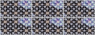 El çizimi. Çiçekli, yapraklı, çiçeksiz çiçek desenli. Raster illüstrasyonu.