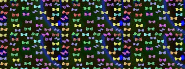 Yüzey dokuları, duvar kağıtları, web sayfası geçmişi, tekstil için mükemmel. Raster illüstrasyonu. Eskiz kalıbı arka planı. Gri renkli resimler. Renkli sevimli kelebek.