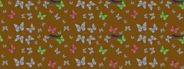 Raster. Kelebek deseni. Soyut eskiz arka planı. Kahverengi renklerin çizimi. Moda Kumaşı Tasarımı.