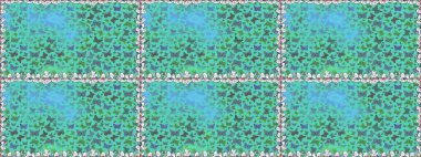 Tekstil baskısı için ekose kelebek. Karala, karala, karala. Kusursuz desen. Yeşil ve mavi renklerin çizimi. Raster illüstrasyonu.