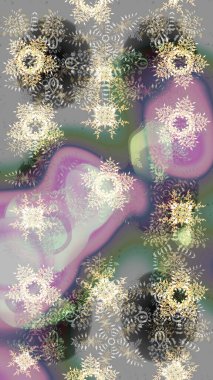 Raster Noel soyut renkli arka plan ve tatlı kar tanesi. Farklı kar taneleri toplayıcısı, gri, nötr ve bej renklerde kış elementleri..