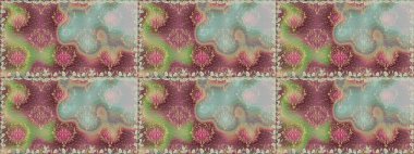 Tarafsız renklerde çiçekler. Raster illüstrasyonunda kusursuz çiçek deseni. Düz Çiçek Elementleri Tasarımı. Renkli Yaz Temalı Kusursuz Arkaplan.