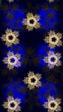 Çiçek Elementleri 'nin soyut geçmişi. Raster illüstrasyonu. Raster kış deseni. Siyah, mavi ve gri renkler üzerine tasarım.