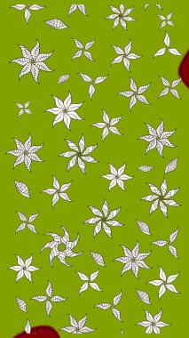 Parlak çiçekli kolaj çiçekleri yeşildir. Çiçek tasarımı için inanılmaz bir kolaj cenneti tarzı. Çiçekli zambaklar eskiz arka planı.