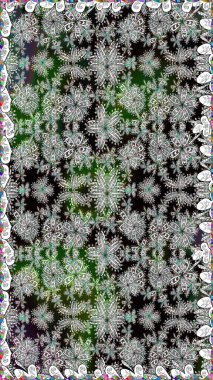 Renkli süs kenarı. Raster illüstrasyonu. Renklerle. Hint süsü. Kusursuz desen. Çiçek duvar kağıdı.