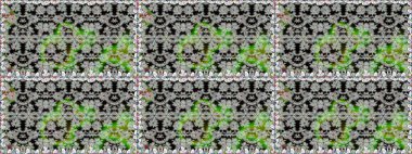 Gri renklerde. Renkli süs kenarı. Kusursuz desen. Raster illüstrasyonu. Hint süsü. Çiçek duvar kağıdı.