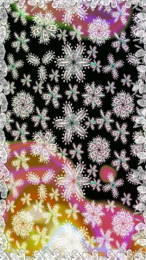 Klasik çiçek tasarımı elementleri. Siyah ve nötr kıvırcık çiçekler siyah ve nötr renklerde şekillenir. Raster illüstrasyonu.