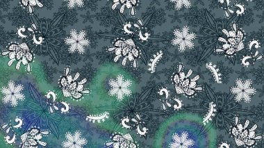 Sevgililer günü ve tebrik kartı konsepti için şık bir davetiye. Manzaralı çiçek deseni. Üst manzara, yumuşak yeşil renk tarzı. Çiçek kompozisyonu, el boyası, hassas şablon..