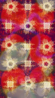 Kış kar tanesi. Kar Tanesi Raster illüstrasyonu. Kar Tanesi Simgesi. Kırmızı, mor ve bej renklerde izole edilmiş..