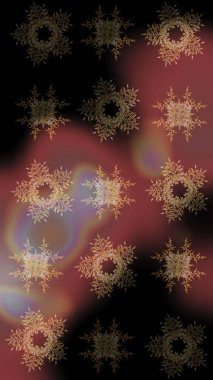 Raster illüstrasyonu. Kahverengi, siyah ve bej rengi ve kar taneleri. Renkli arka planda izole tatlı kar taneleri.