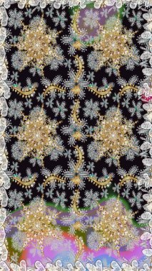 Gri renkli ve altın elementli altın desenli. Kusursuz altın desen. Raster doğulu süsü.