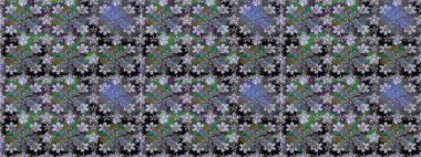 Hediye ambalaj kağıdı, tebrik kartları, posterler ve pankart tasarımı. Gri renkli çiçekler. Raster düz çiçekleri pürüzsüz desen.