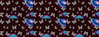 Raster. Elle çizilmiş illüstrasyon. Kahverengi renkli resimler. Şirin kelebeklerin güzel çizim şekli. Moda Kumaşı Tasarımı.