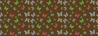 Robot resim. Kağıt, kumaş, ambalaj kağıdı ve duvar kağıdı tasarımı için güzel bir arka plan. Güzel kelebek resimlerini renklendir. Raster illüstrasyonu.