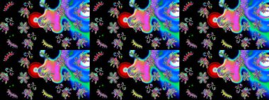 Raster illüstrasyonu. Kristal kar taneleri siyah, mavi ve yeşil renklerde.