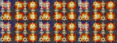 Raster illüstrasyonu. Noel için tatil tasarımı, yeni yıl moda baskıları. Kahverengi, gri ve kırmızı kar taneleri. Kar tanelerinin soyut arkaplanlı Noel arkaplanı. Güzel tasarım..