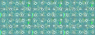 Barok tarzında eskiz oryantal süsü. Raster geleneksel altın çizim deseni yeşil, nötr ve mavi renkler üzerine.