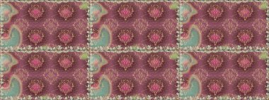 Raster Çiçek İllüstrasyonu güzel tekstil. Kahverengi renklerde etnik çiçeklerle kusursuz bir desen..