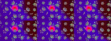 Yumuşak, yaz çiçekleri menekşe renklerinde. Raster illüstrasyonu. Raster çiçek desenli ve çiçekli..