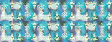 Raster illüstrasyonundaki çiçek desenli çizim. Suluboya tarzında mavi renkte çiçekler.