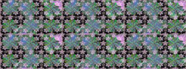 El çizimi Raster çizimi. Duvar kağıdı, web sitesi arka planı, ambalaj kağıdı, davetiye, broşür, afiş veya web sitesi için kusursuz çiçek deseni kullanılabilir. Karalama elementleri.