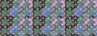 Düz Çiçek Elementleri Tasarımı. Yeşil renkli çiçekler. Güzel çiçek deseni. Renkli Bahar Teması Kusursuz Arkaplan.