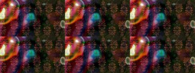 Raster illüstrasyonu. Suluboya çiçekli çiçek deseni. Kahverengi renkli Asyalı tekstil.