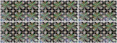 Renkli Bahar Temalı Kusursuz Arkaplan. Gri renkli çiçekler. Düz Çiçek Elementleri Tasarımı. Kusursuz çiçek deseni. Asya tekstil tarzında. Raster illüstrasyonu.