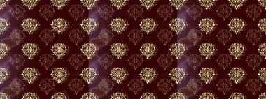 Kusursuz altın desen. Raster oryantal süs. Kahverengi, mor ve bej renklerde altın elementlerle kusursuz desen.