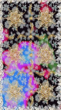 Gri renkli ve altın elementli klasik, pürüzsüz desen. Raster illüstrasyonu.