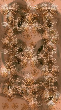 Güzel bir kış süsü. Renkli kar taneleri Raster çizimi. Raster kahverengi, bej ve turuncu kar tanelerinden izole edilmiş..