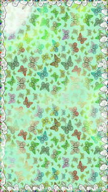 Tekstil, duvar kâğıtları, web sayfası arkaplanları ve yüzey dokuları için mükemmel. Tropikal temalı kelebek deseni. Tarafsız renklerde sevimli kelebek deseni. Raster illüstrasyonu.